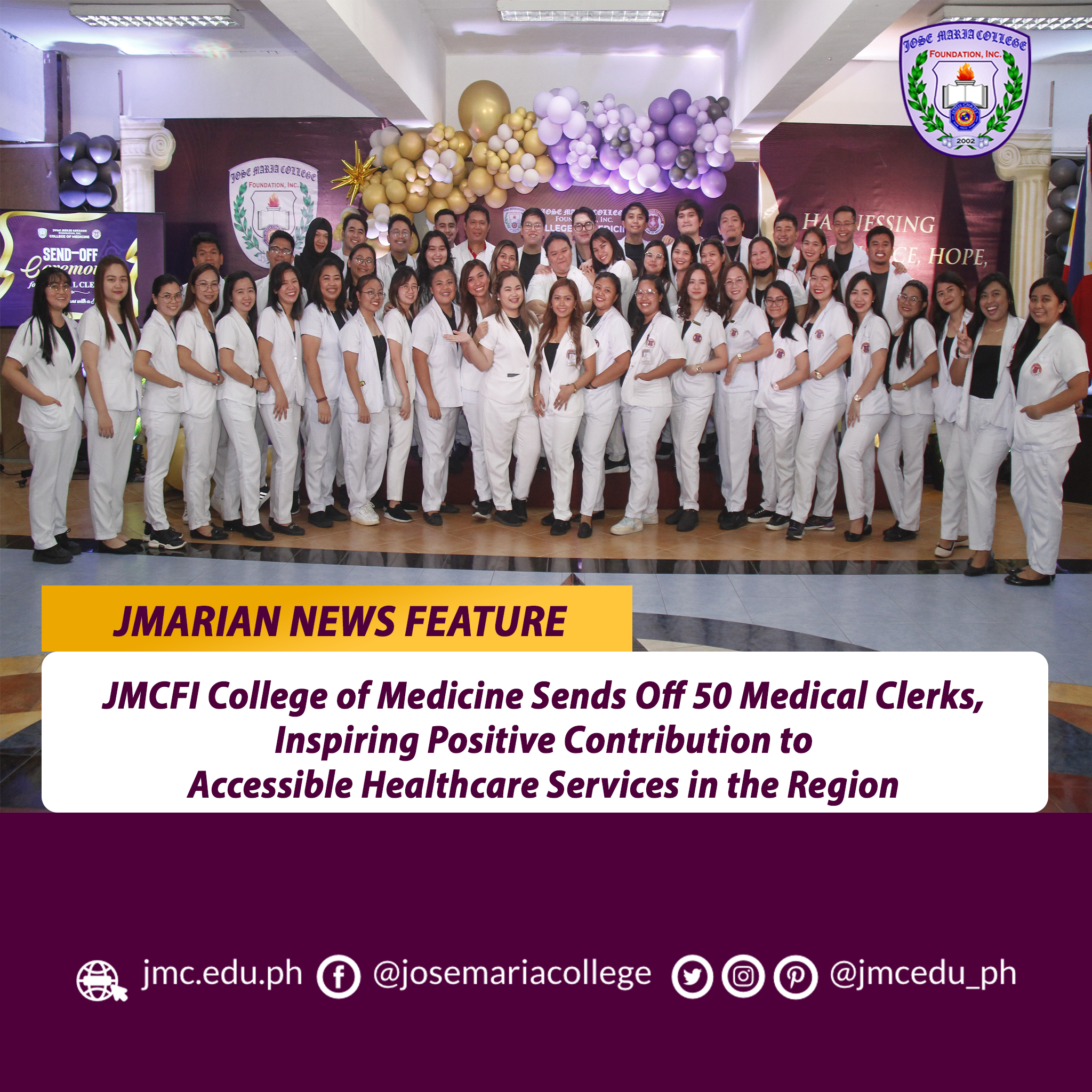 JMCFI College of Medicine sends off 50 incoming medical clerks for practical training